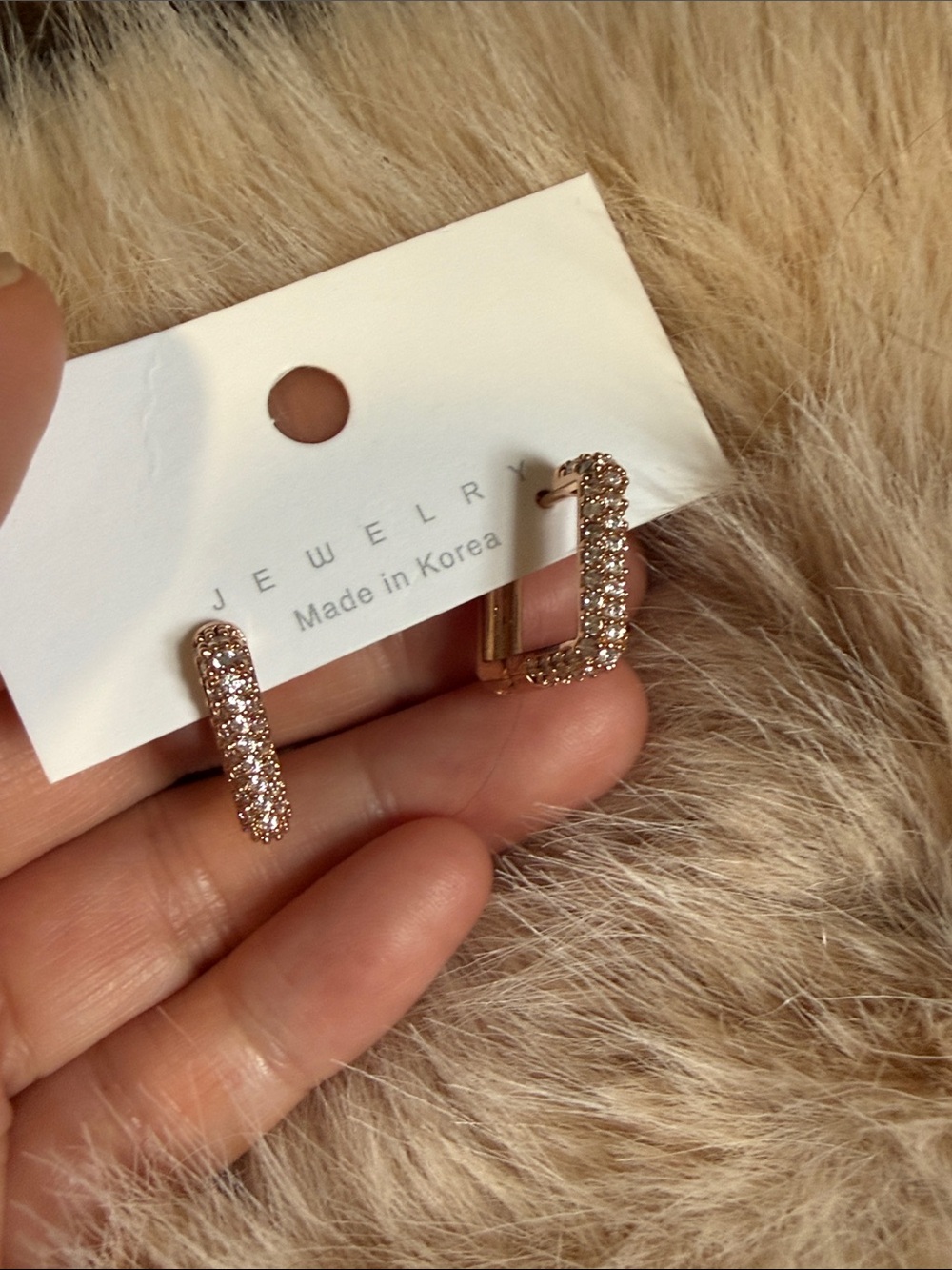 Diamond Pavé Rose Gold Hoop Earrings -
Made in Korea